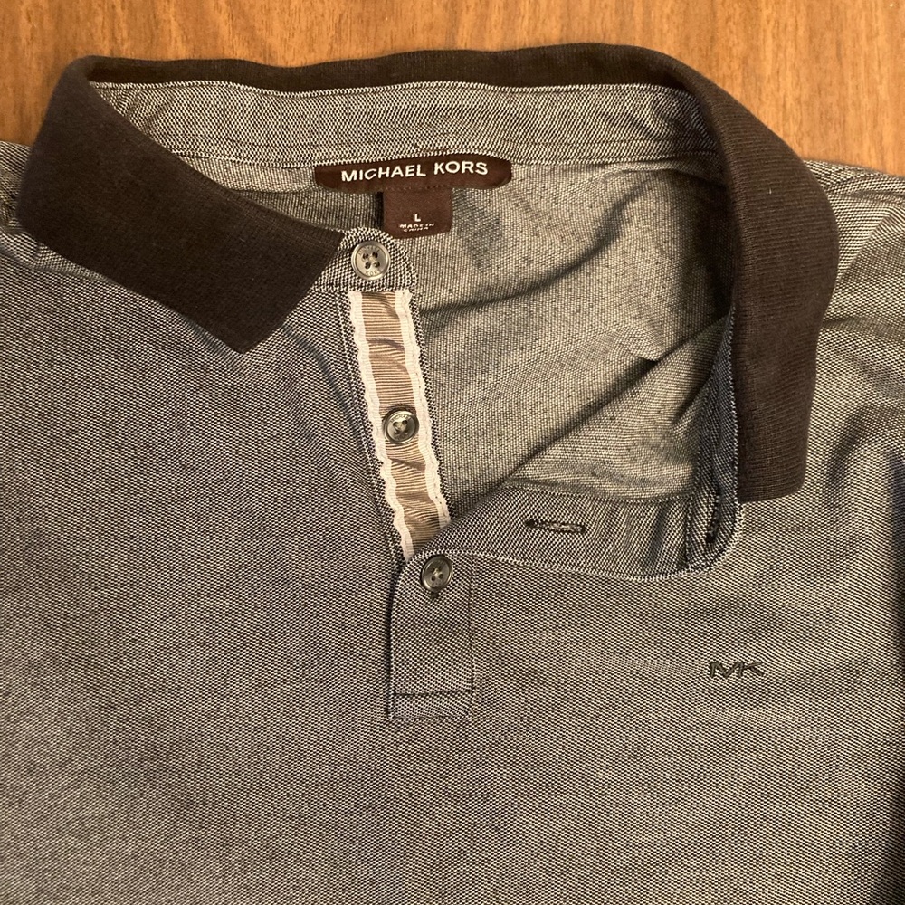 Michael Kors Black and Gray Polo Shirt for Men